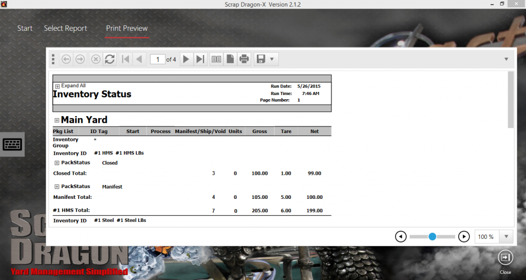 Scrap Dragon Inventory Status Screen Summary